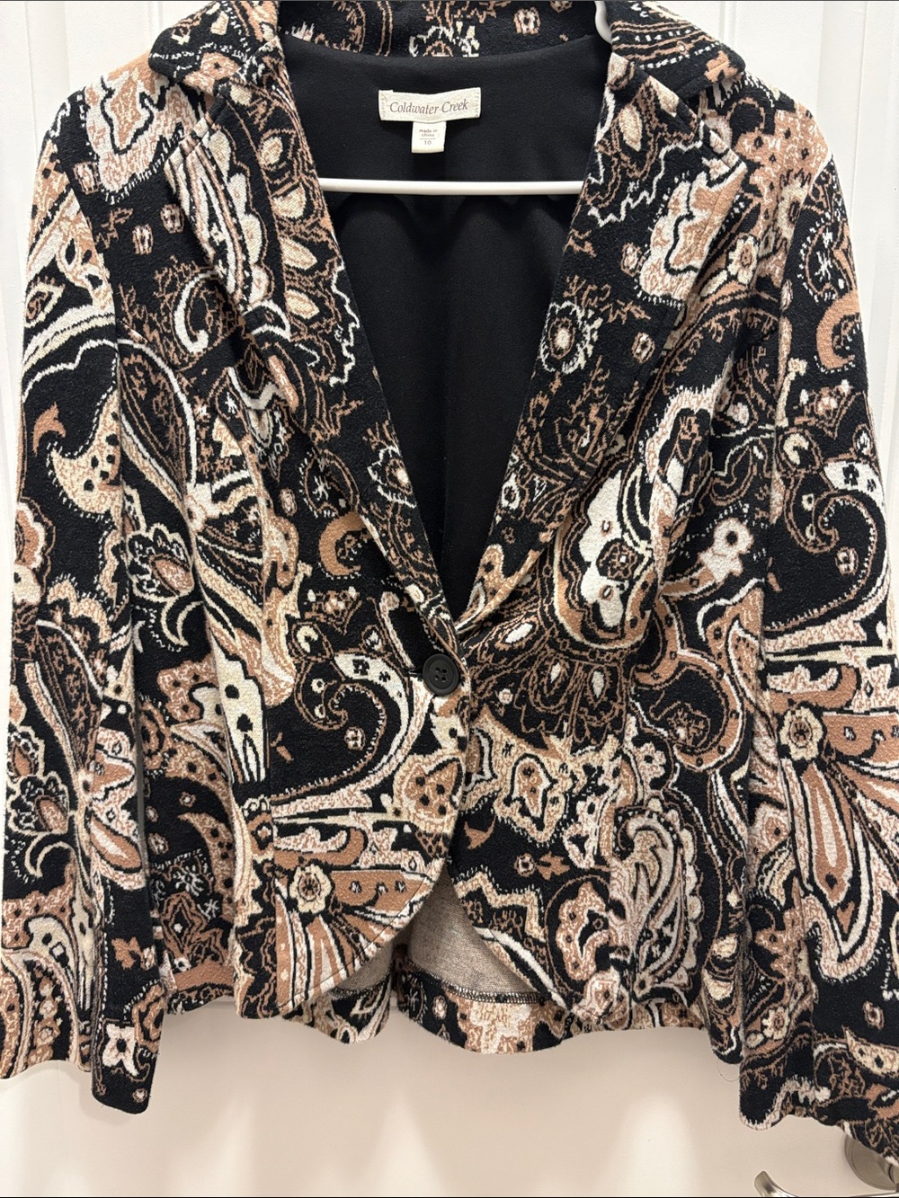 Coldwater Creek Size 10 Paisley Cotton Knit Blazer Jacket Boho